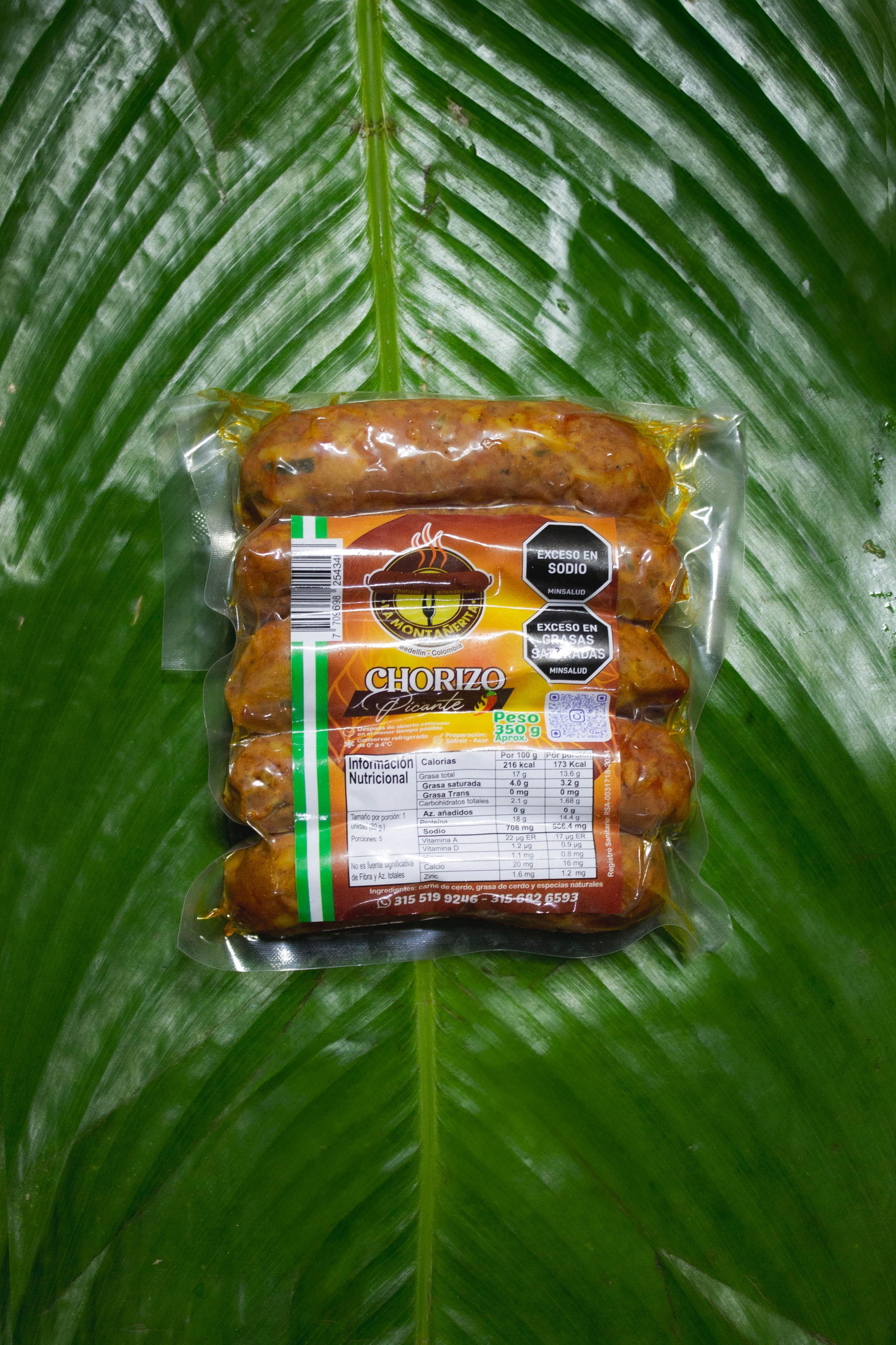 Chorizos Artesanales Picantes x 5 unidades (350gr. aprox)