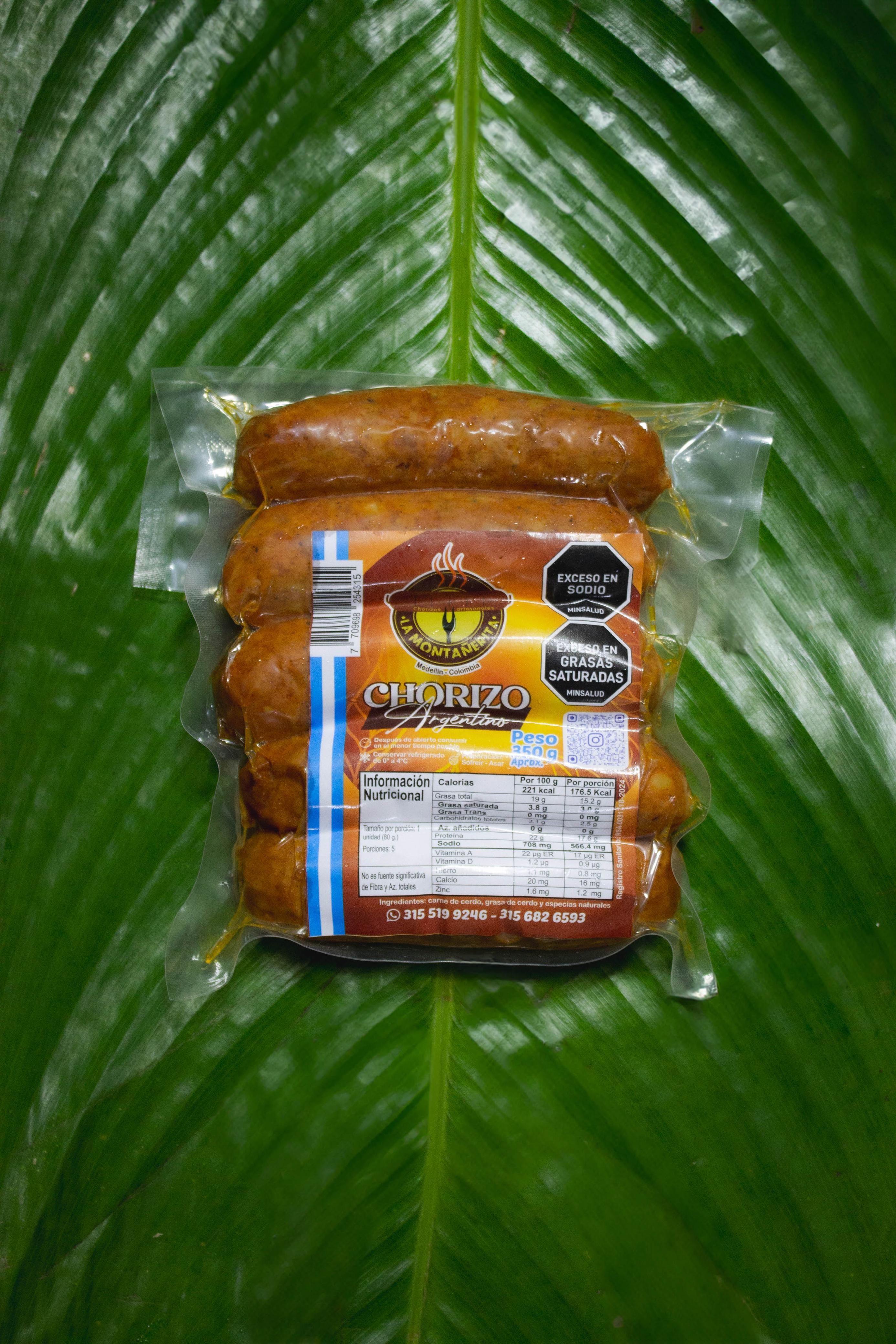 Chorizos Artesanales Argentinos x5 unidades (350gr aprox.)