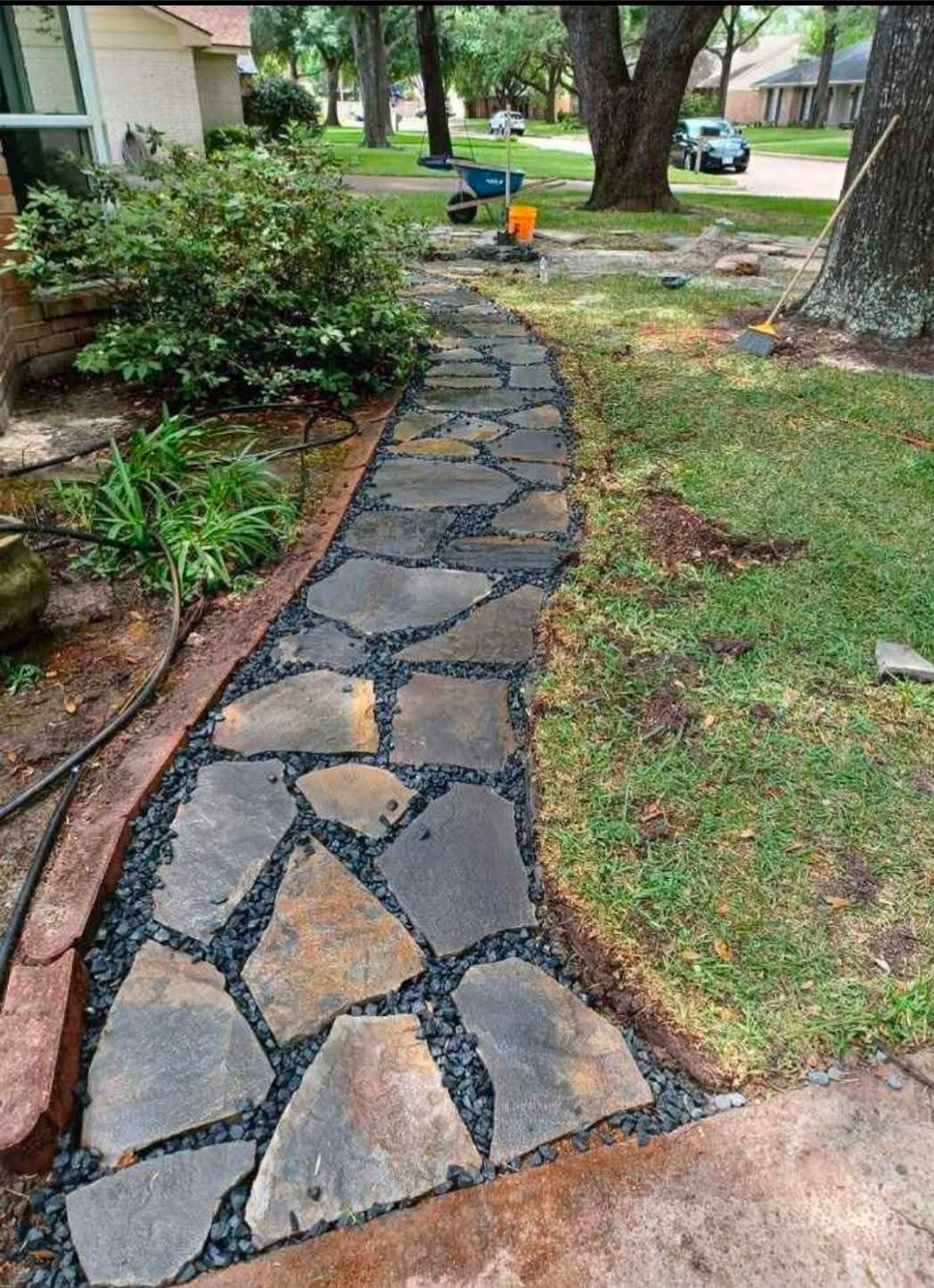 Piedra laja multicolor para pisos y exteriores