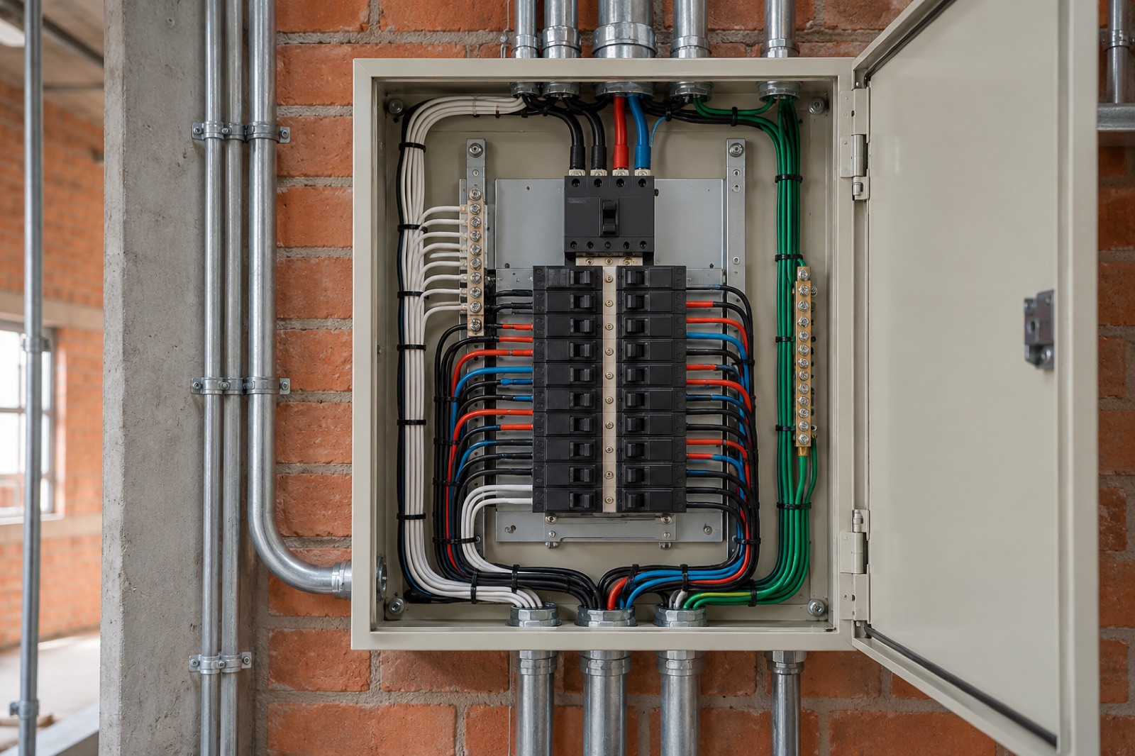 Tablero eléctrico terminado con cables organizados