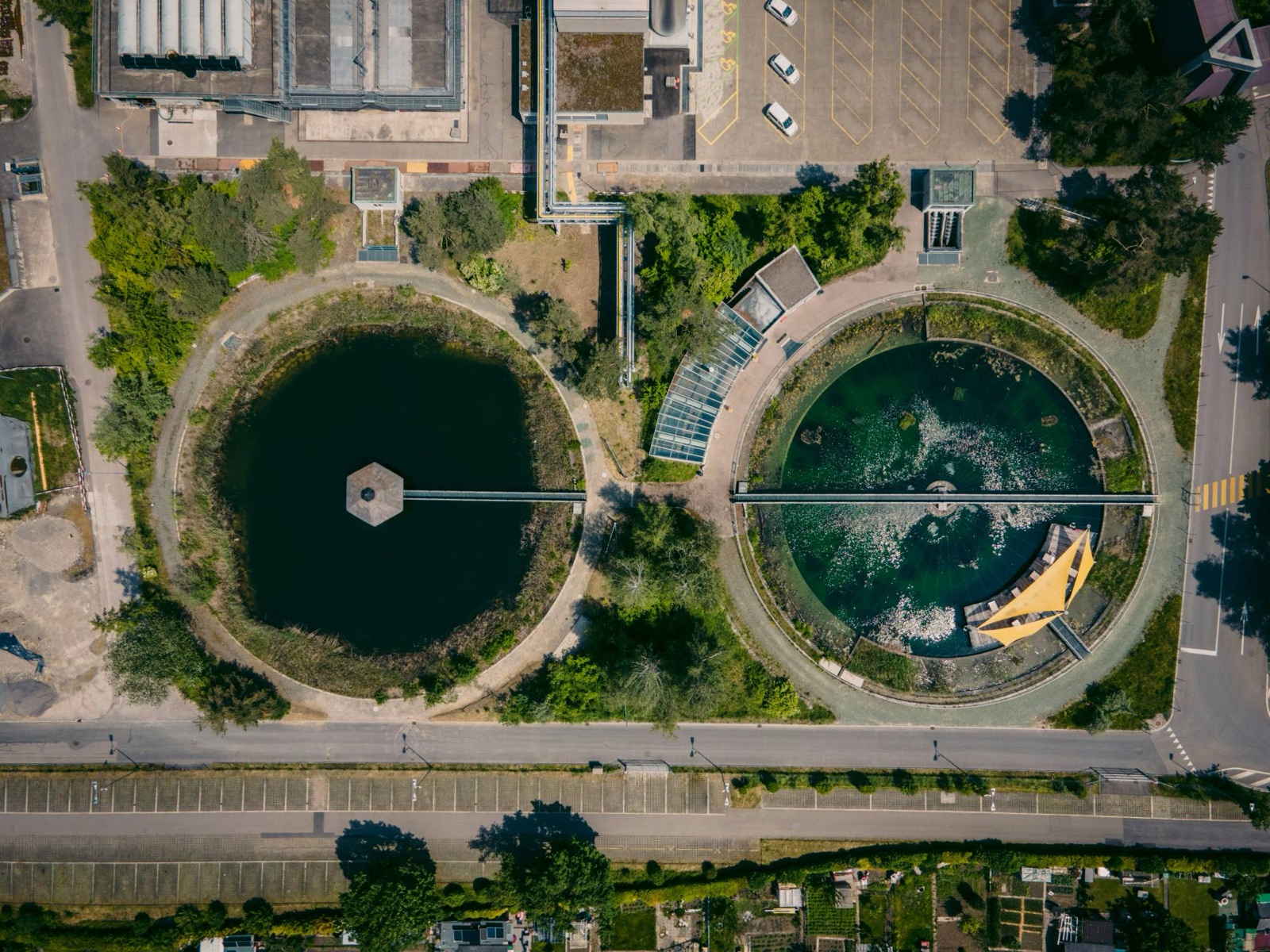 Planta de tratamiento de agua vista desde arriba
