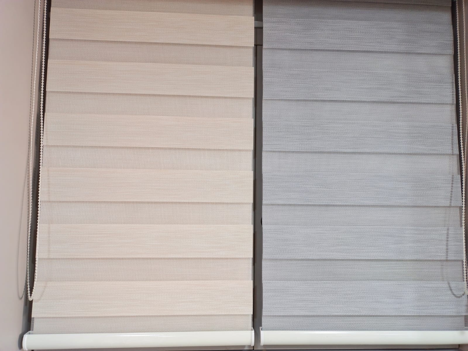 Persianas sheer de doble visión beige y gris