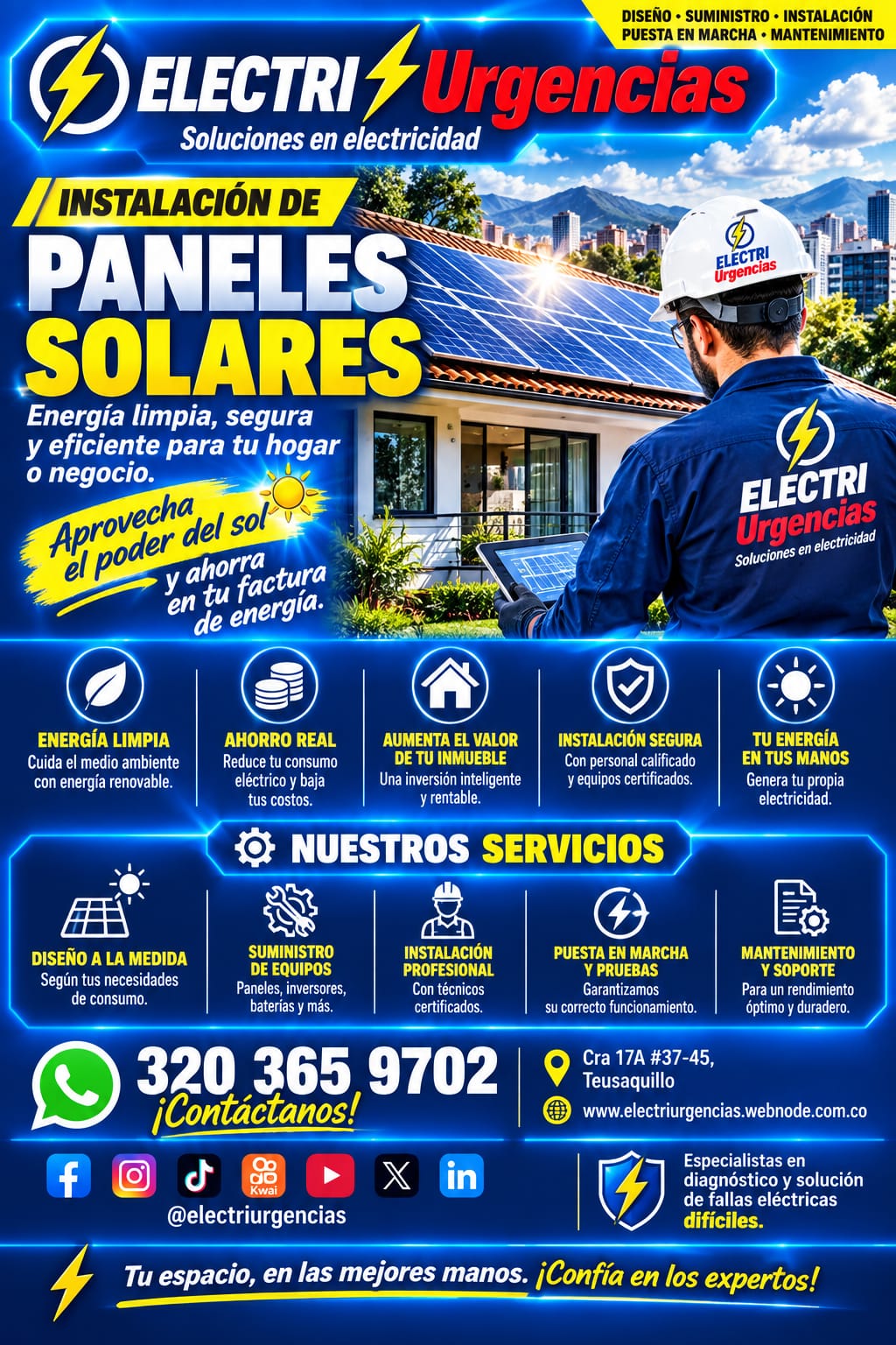 Instalación de paneles solares,electricista.